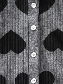 Genkimix Kids Young Girl Heart Print Casual Long Sleeve Single-Breasted Knitted Cardigan, Spring/Autumn - Multicolor - View 7