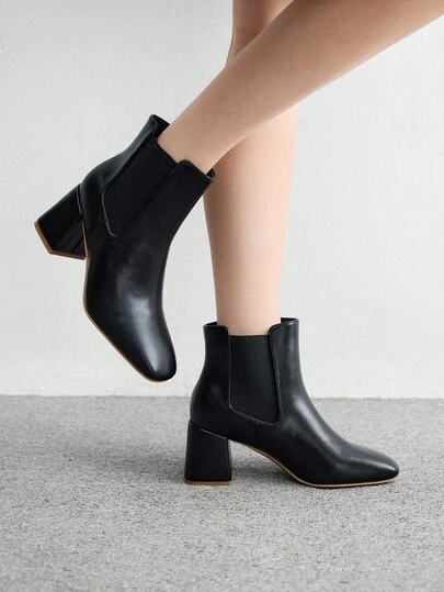 CUCCOO BIZCHIC 女士极简时尚高跟踝靴，黑色通勤风踝靴，时尚舒适的极简主义女士高跟踝靴