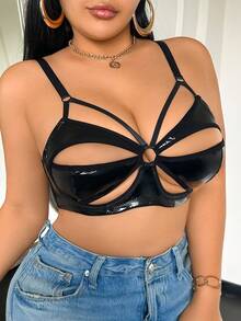 Áo ngực mỏng có gọng rỗng màu trơn cỡ lớn cho nữ, đồ lót thoải mái - màu đen - Xem 5