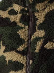 SUMWON 舒适夏尔巴羊毛迷彩夹克全拉链冬季外套带胸袋高领青年休闲保暖 - 彩色 - 查看 4