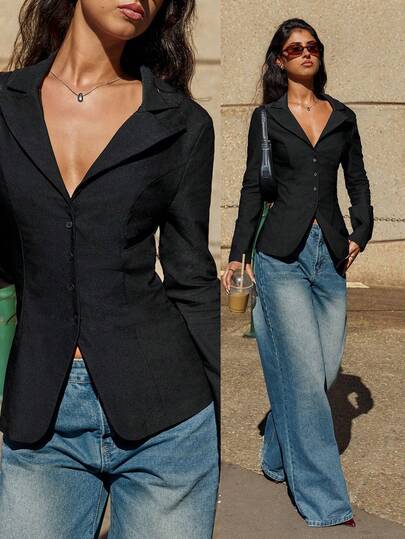 Forever 21 Spring & Summer Valentine Day//Casual/Vintage/Festival/Country Concert/Brunch/Homecoming/Easter/Guest/Tea Party/Basic/Concert/Prom /Wedding/Rave Festival/Formal/Western/Cocktail/Club/Spring/Birthday/Cute/Classy/Going Out/Vacation/Office/Airport/2000s Style/Streetwear/Long Sleeve Black Blouse