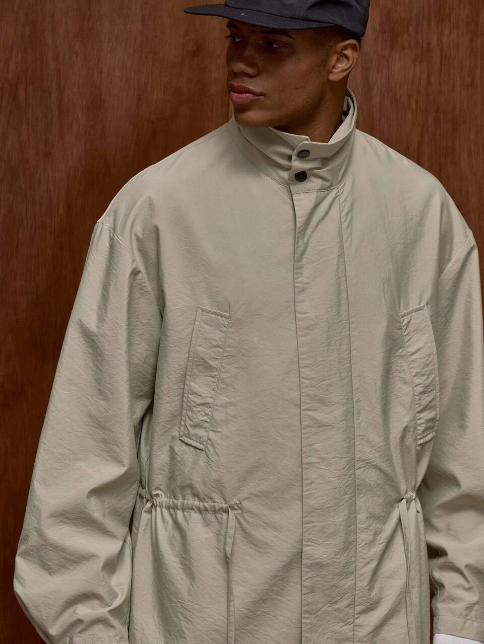 Men Relaxed Fit Long Sleeve Dropped Shoulder High Neck Coat Fall/Spring
