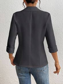RosyDaze 春夏休闲纯色西装外套 - 深灰色 - 查看 2