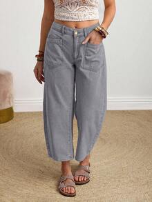 EMERY ROSE Quần jeans ống loe rách cá tính dành cho kỳ nghỉ của phụ nữ - Xám - Xem 7
