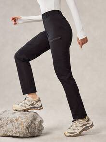 OutZeal 女士户外黑色长裤，纯色设计，适合露营、徒步、防水、弹力修身，春夏皆宜。 - 黑色 - 查看 8