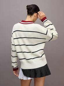 Activina Damski sweter z golfem i długim rękawem w kontrastowym kolorze