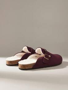 Solecia Casual Everyday Versatile Simple Flat Plush Lined Slide Slippers For Christmas