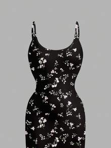 SHEIN EZwear 休闲简约全身印花紧身吊带长裙，适合夏季度假 - 彩色 - 查看 5