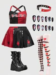 ROMWE Avant Set costume da donna taglie forti con top a canotta con grafica a lettere e minigonna