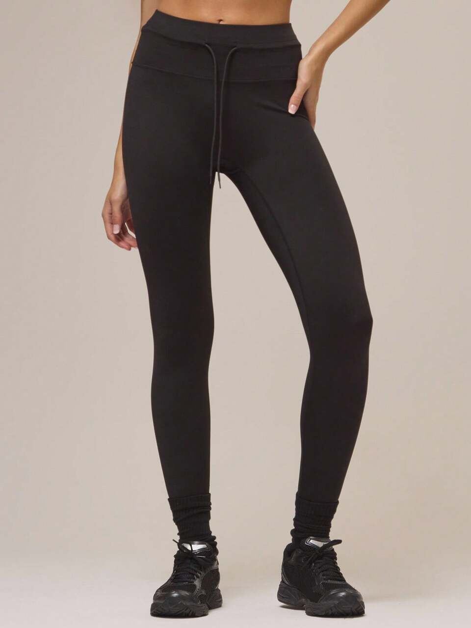 Active Tie Waist Detail Sculpt High Waisted Leggings Winter Wear Gym Workout Lounge Fitness