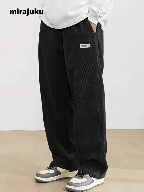 SHEIN 1pc Boys' Corduroy Casual Straight Leg Pants, Versatile, Autumn/Winter