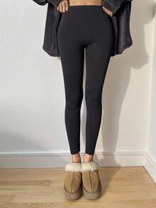 DAZY Women's Slim Fit Thermal Lined Leggings, Autumn/Winter Women Fleece Tights