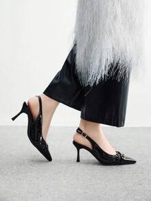 CUCCOO BIZCHIC 女士尖头高跟鞋，性感细高跟鞋，户外/通勤/派对/婚礼/办公室鞋，黑色 - 黑色 - 查看 5