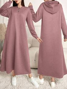 Lacomfia Áo nỉ dài tay có mũ trùm đầu màu trơn thường ngày dành cho nữ - Hồng - Xem 1