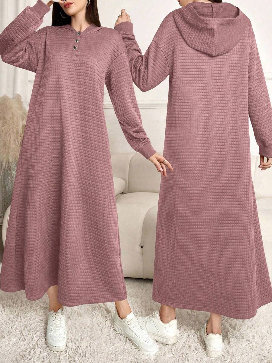 Lacomfia Áo nỉ dài tay có mũ trùm đầu màu trơn thường ngày dành cho nữ - Hồng - Xem 1