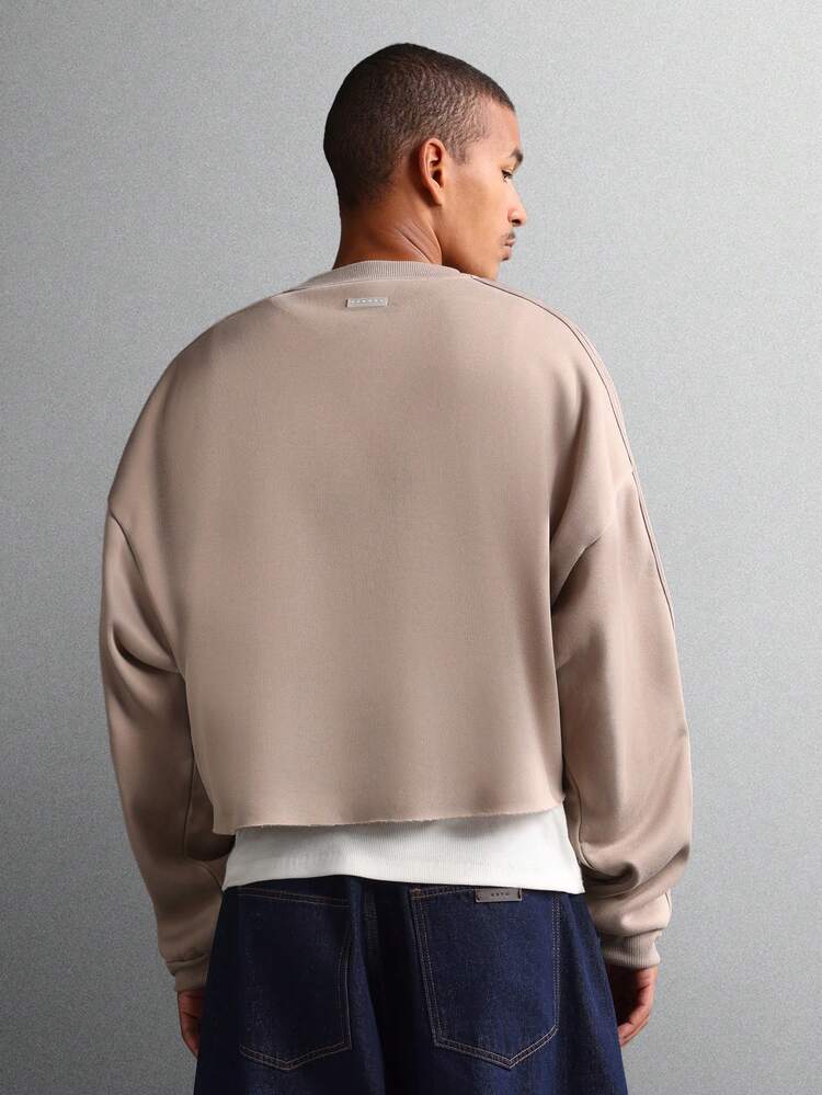 Crew Neck Sweatshirt With Tonal Stripes And Logo