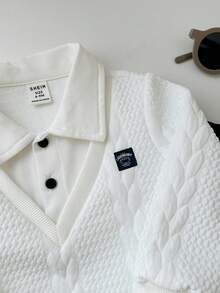 SHEIN 2pcs/Set Baby Boy Cute Knitted Long Sleeve Sweatshirt And Elastic Waist Jogger Pants Tracksuit Set, Back To School Fashion Unisex Baby Clothes, Baby Winter Clothes - Multicolor - View 8