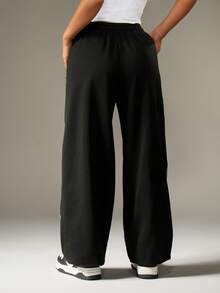 Missguided x Playboy Logo Joggers For Women Relaxed Fit Wide Leg Pants With Colorful Graphics And Drawstring Waist - Black - View 2