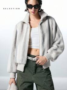 LYSMO 女式蓬松长袖休闲夹克，带口袋，秋冬 - 彩色 - 查看 7