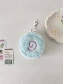 POKOJA LAND Cute Fish Cake Keychain Pouch - Mini Plush Bag For Earphones & Lipstick, Coin Purse With Detachable Strap, Backpack Charm Decoration 🐟 - 彩色 - 查看 9