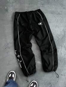 Sport MetroGents Herren Lässig Sterne Muster Kordelzug Taille Sporthose, Alltags Tragen