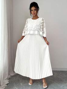 Elenzga Váy cưới/tiệc sinh nhật/sự kiện dành cho nữ, phù hợp cho mùa thu - trắng - Xem 6