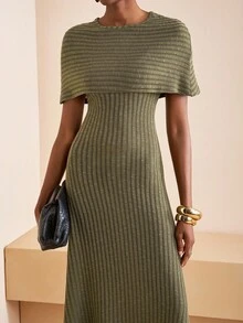 Zivah 2025 秋季新款音乐节、复活节、圣帕特里克节、西部风、游牧风、生日派对、毕业典礼、学院风、学生装、日常休闲、百搭百搭、休闲、邮轮旅行、海滩、日光浴、病毒式传播、街头服饰、婚礼宾客波西米亚风、通勤、早午餐、机场装绿色针织罩衫和吊带裙两件套 - 綠色 - 查看 5