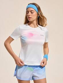 Exploreva Casual Versatile Gradient Running Yoga Outdoor T-Shirt - Multicolor - View 1