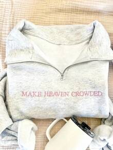 INAWLY Sudadera con cremallera de cuarto "Hacer que el cielo esté lleno" - Suéter de fe - Suéter de mujer basado en la fe - Regalo para ella - Himno cristiano (Talla grande) - Gris - Ver 3