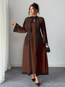 Elenzga Váy suông cổ loe tay loe in họa tiết thanh lịch dành cho nữ cỡ lớn, dáng ôm vừa vặn (Woe Is Me Vibes) (Wednesday Aesthetic) - Nhiều màu - Xem 3