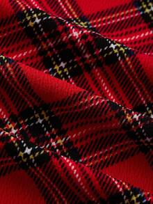 Ellevyn Women's Round Neck Long Sleeve Red Plaid Elegant Casual Outerwear, Suitable For Christmas, Holiday, Autumn/Winter Fall Clothes For Women Jacket Christmas