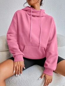 Flirla Sudadera con capucha de unicolor casual, adecuada para otoño/invierno