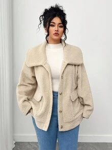 Elenzga Halloween Plus Size Coats - Khaki - View 5