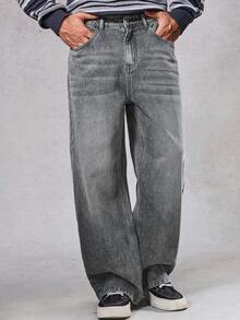 DAZY Jeans de mezclilla gris desgastado para hombre, otoño - Gris - Ver 5