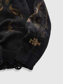 ROMWE MEN Street Life Maglione a girocollo da uomo con stampa di Gesù, abbigliamento casual alla moda, adatto per autunno e inverno, stile grunge