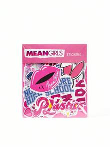Mean Girls | SHEIN Nhãn dán đồ họa chữ cái, thích hợp cho chai nước, điện thoại di động, ốp lưng bảo vệ, máy tính xách tay, ván trượt, v.v., quà tặng - Hồng - Xem 5