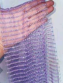 SHEIN Unity Women's Rhinestone Fishnet Cropped Top, Suitable For Bar, Party, Music Festival - Dusty Purple - View 6
