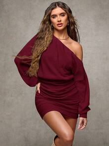 SHEIN BAE Damen Off-Shoulder Langarm Thermo-Strickpullover Herbst Winter Damenbekleidung Langarm Boho Winterkleid, Kälteschutzkleidung, Weihnachtsparty, Herbstfrauen Kleider, Weihnachtsfrauen Bekleidung, Partyfrauen Kleider, Abendkleid, Sommerkleid, Weihnachtsfrauen Kleid, Silvester Kleid, Elegante Frauenkleider