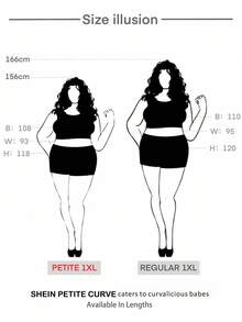 SHEIN PETITE CURVE 加猫须阔腿牛仔裤（无腰带） - 黑色 - 查看 3