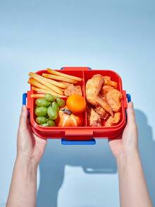 SHEIN | PAW Patrol 1100ml Caja bento con 3 compartimentos a prueba de fugas con diseño de dibujos animados, duradera y resistente a caídas, equipada con cubiertos y tenedor para alimentos - Multicolor - Ver 5