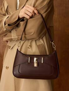 MOTF PREMIUM BOLSO DE HOMBRO CON DETALLE DE CADENA DE PIEL DE PU - Café integral - Ver 6