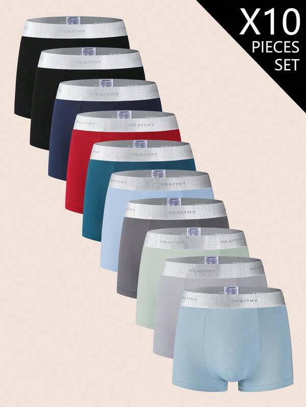 Manfinity Underwear&Sleepwear Basics 10pcs/Pack Vintage Multi-Color Plus Size Men's Boxer Briefs