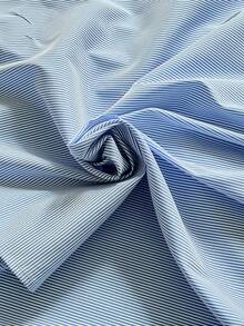 Modelyn Women's Rhinestone Decor Striped Long Sleeve Single-Breasted Casual Shirt - Blue - View 5