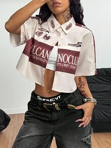 Coolane 女式军绿色复古短衬衫 - 杏色 - 查看 5