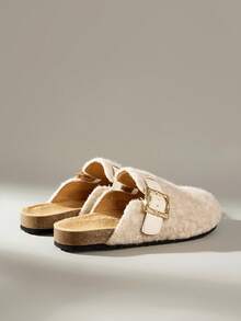 Solecia Dam Platta slip-on casual loafers, plysch, moderiktiga mångsidiga bekväma skor, aprikos, ljusbrun, höst/vinter - Aprikos - Visa 3