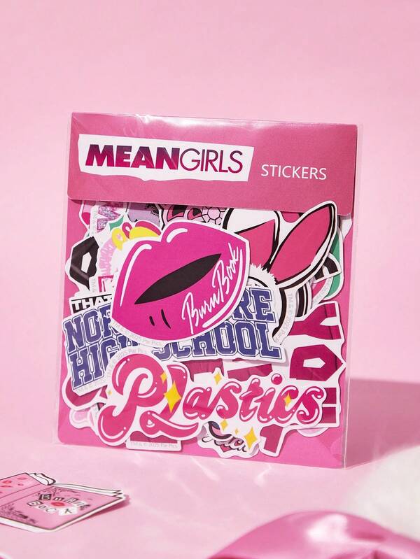 Mean Girls X SHEIN Pegatinas con gráficos de letras, adecuadas para botellas de agua, teléfonos móviles, fundas protectoras, portátiles, patinetas, etc. Regalo