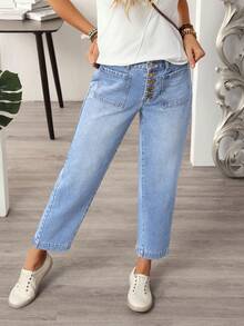 EMERY ROSE Women's Casual Commuter Washed Tapered Jeans - Blue - View 5