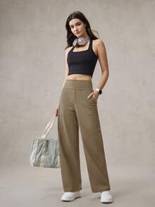 OutZeal Pantalones deportivos de pierna recta con bolsillos laterales de tacto fresco para mujer, de uso diario y casual