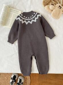 SHEIN Vintaside Kids Baby Boys Cute Casual Sweater Romper