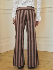 Nöista Muted Tones And Soft Vertical Lines Offer A Refined Silhouette With A Flared Leg. Styled With A Brown Sweater Or Going Out Tops For Women, It Pairs Well With Elegant Blouses For Women During Fall And Autumn.
